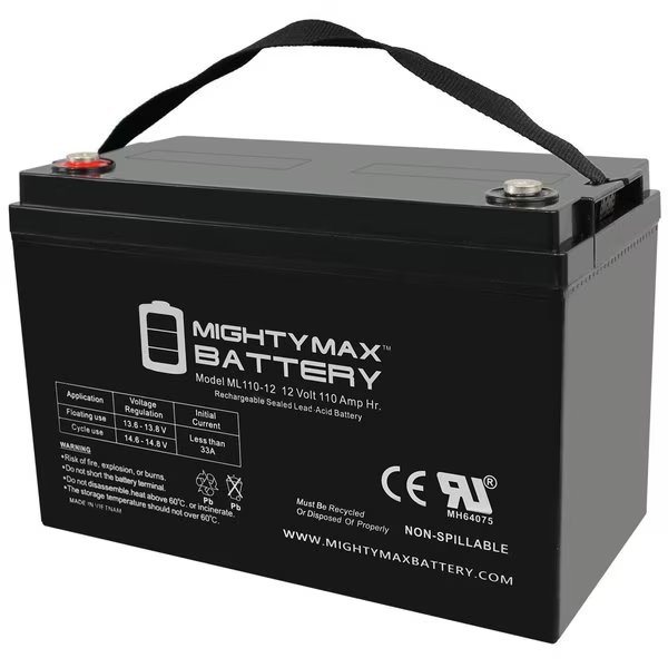 12V 110AH SLA Replacement Battery for HySecurity 12VDC MX000877, Mighty Max Battery, Mfr#: MAX3970780